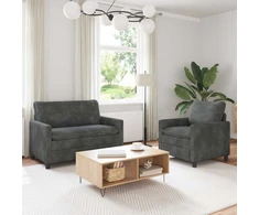 Sofa Sofos komplektas 2 pcs Šviesiai pilka Poliesteris