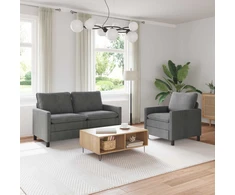 Sofa Sofos komplektas 2 pcs Šviesiai pilka Poliesteris