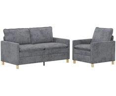 Sofa Sofos komplektas 2 pcs Šviesiai pilka Poliesteris