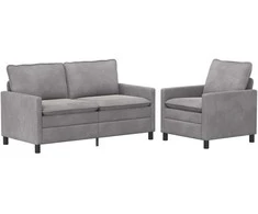 Sofa Sofos komplektas 2 pcs Šviesiai pilka Aksomas