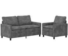 Sofa Sofos komplektas 2 pcs Šviesiai pilka Poliesteris