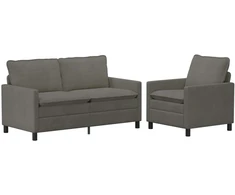 Sofa Sofos komplektas 2 pcs Šviesiai pilka Audinys