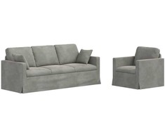 Sofa Sofos komplektas 2 pcs Šviesiai pilka 198 x 78 x 80 cm Aksomas