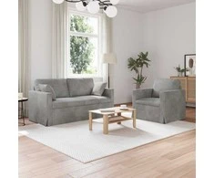 Sofa Sofos komplektas 2 pcs Šviesiai pilka 158 x 78 x 80 cm Aksomas