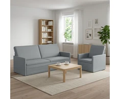 Sofa Sofos komplektas 2 pcs Šviesiai pilka Audinys