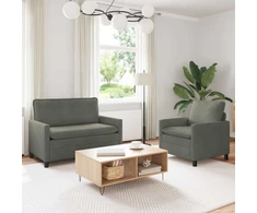 Sofa Sofos komplektas 2 pcs Šviesiai pilka Audinys