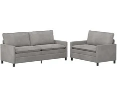 Sofa Sofos komplektas 2 pcs Šviesiai pilka Aksomas