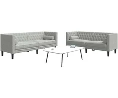 Svetainės sofa 2 vnt. Šviesiai pilka Aksomas