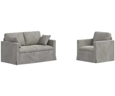 Sofa Sofos komplektas 2 pcs Šviesiai pilka 138 x 78 x 80 cm Aksomas