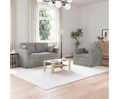 Sofa Sofos komplektas 2 pcs Šviesiai pilka 138 x 78 x 80 cm Aksomas