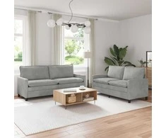 Sofa Sofos komplektas 2 pcs Šviesiai pilka Aksomas