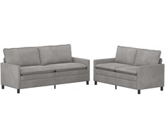 Sofa Sofos komplektas 2 pcs Šviesiai pilka Aksomas