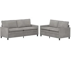 Sofa Sofos komplektas 2 pcs Šviesiai pilka Aksomas