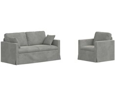 Sofa Sofos komplektas 2 pcs Šviesiai pilka 158 x 78 x 80 cm Aksomas