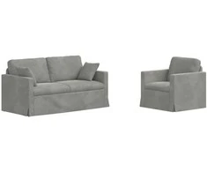 Sofa Sofos komplektas 2 pcs Šviesiai pilka 158 x 78 x 80 cm Aksomas
