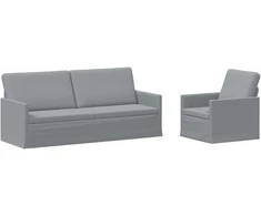 Sofa Sofos komplektas 2 pcs Šviesiai pilka Audinys