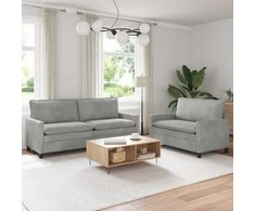 Sofa Sofos komplektas 2 pcs Šviesiai pilka Aksomas