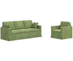 Sofa Sofos komplektas 2 pcs Šviesiai žalia 198 x 78 x 80 cm Aksomas