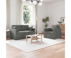 Sofa Sofos komplektas 2 pcs Tamsiai pilka 138 x 78 x 80 cm Aksomas
