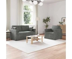 Sofa Sofos komplektas 2 pcs Tamsiai pilka 138 x 78 x 80 cm Aksomas