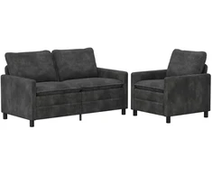 Sofa Sofos komplektas 2 pcs Tamsiai pilka Poliesteris