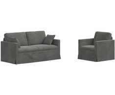 Sofa Sofos komplektas 2 pcs Tamsiai pilka 158 x 78 x 80 cm Aksomas