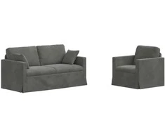 Sofa Sofos komplektas 2 pcs Tamsiai pilka 158 x 78 x 80 cm Aksomas