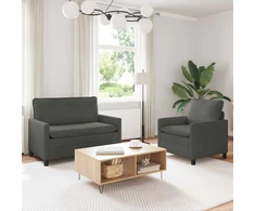 Sofa Sofos komplektas 2 pcs Tamsiai pilka Audinys