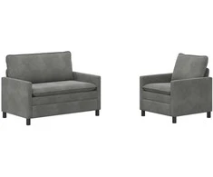 Sofa Sofos komplektas 2 pcs Tamsiai pilka Aksomas