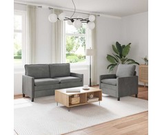 Sofa Sofos komplektas 2 pcs Tamsiai pilka Aksomas