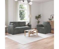 Sofa Sofos komplektas 2 pcs Tamsiai pilka 158 x 78 x 80 cm Aksomas
