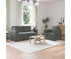 Sofa Sofos komplektas 2 pcs Tamsiai pilka 158 x 78 x 80 cm Aksomas
