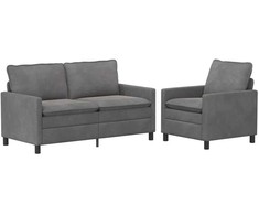Sofa Sofos komplektas 2 pcs Tamsiai pilka Aksomas
