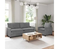 Sofa Sofos komplektas 2 pcs Tamsiai pilka Aksomas