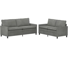Sofa Sofos komplektas 2 pcs Tamsiai pilka Aksomas