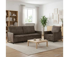 Sofa Sofos komplektas 2 pcs Tamsiai pilka Dirbtinė zomša