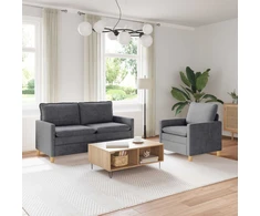 Sofa Sofos komplektas 2 pcs Tamsiai pilka Poliesteris
