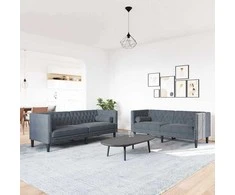 Svetainės sofa 2 pcs Tamsiai pilka 194 x 74,5 x 70,5 cm Aksomas
