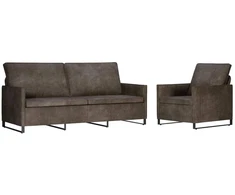 Sofa Sofos komplektas 2 pcs Tamsiai pilka Dirbtinė zomša