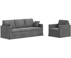 Sofa Sofos komplektas 2 pcs Tamsiai pilka 198 x 78 x 80 cm Aksomas