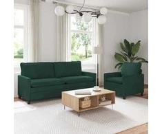 Sofa Sofos komplektas 2 pcs Tamsiai žalia Aksomas