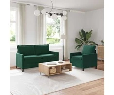 Sofa Sofos komplektas 2 pcs Tamsiai žalia Aksomas