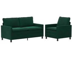 Sofa Sofos komplektas 2 pcs Tamsiai žalia Aksomas