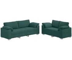 Sofa 2 pcs Tamsiai žalia 219 x 80 x 82 cm audinys