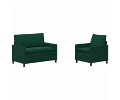 Sofa Sofos komplektas 2 pcs Tamsiai žalia Aksomas