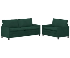 Sofa Sofos komplektas 2 pcs Tamsiai žalia Aksomas