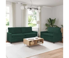 Sofa Sofos komplektas 2 pcs Tamsiai žalia Aksomas