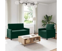 Sofa Sofos komplektas 2 pcs Tamsiai žalia Aksomas