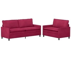 Sofa Sofos komplektas 2 pcs Vyno raudona Aksomas
