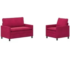Sofa Sofos komplektas 2 pcs Vyno raudona Aksomas